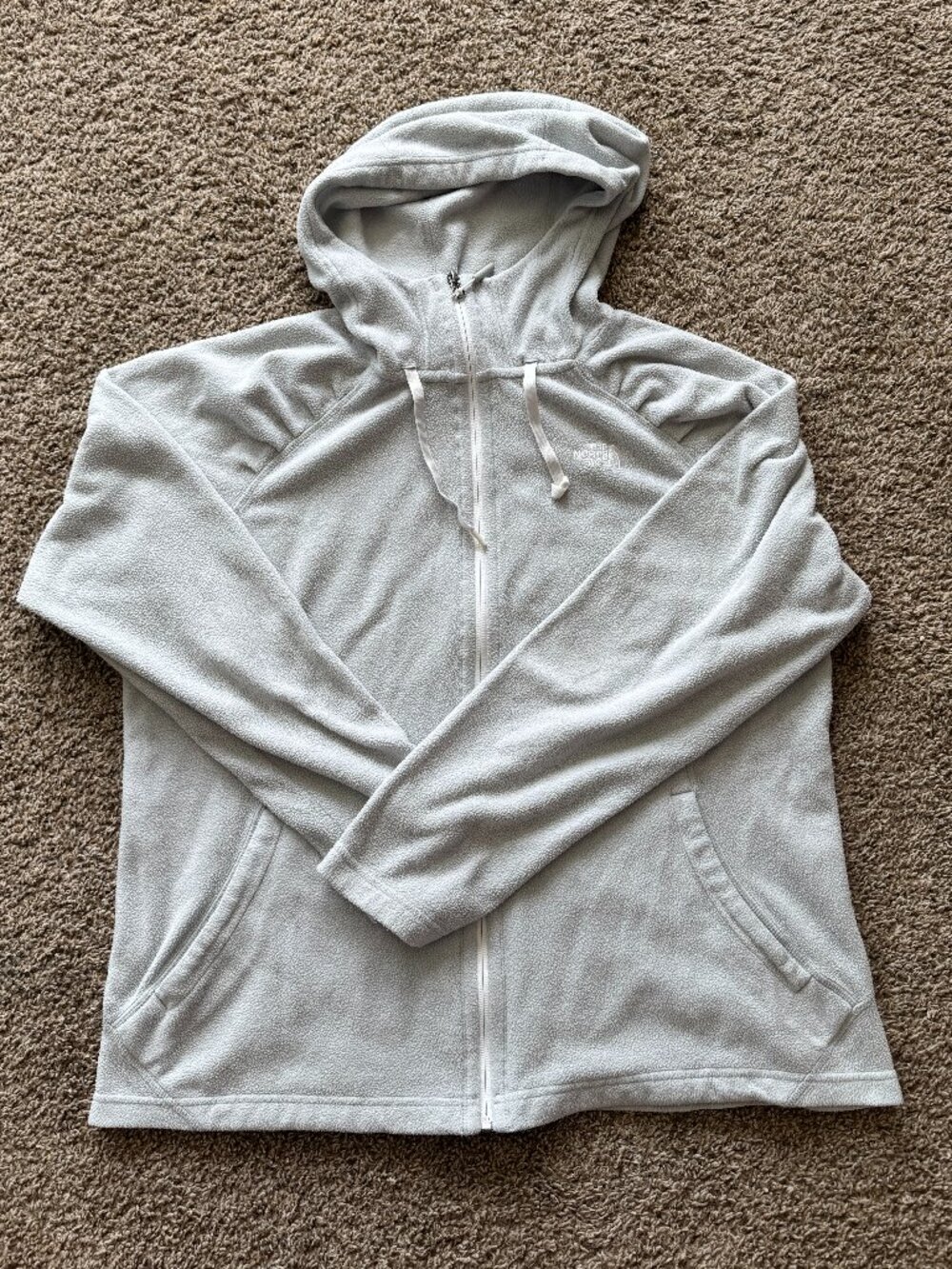 North Face Full Zip Light Fleece Hoodie Size Women's XL White Gray